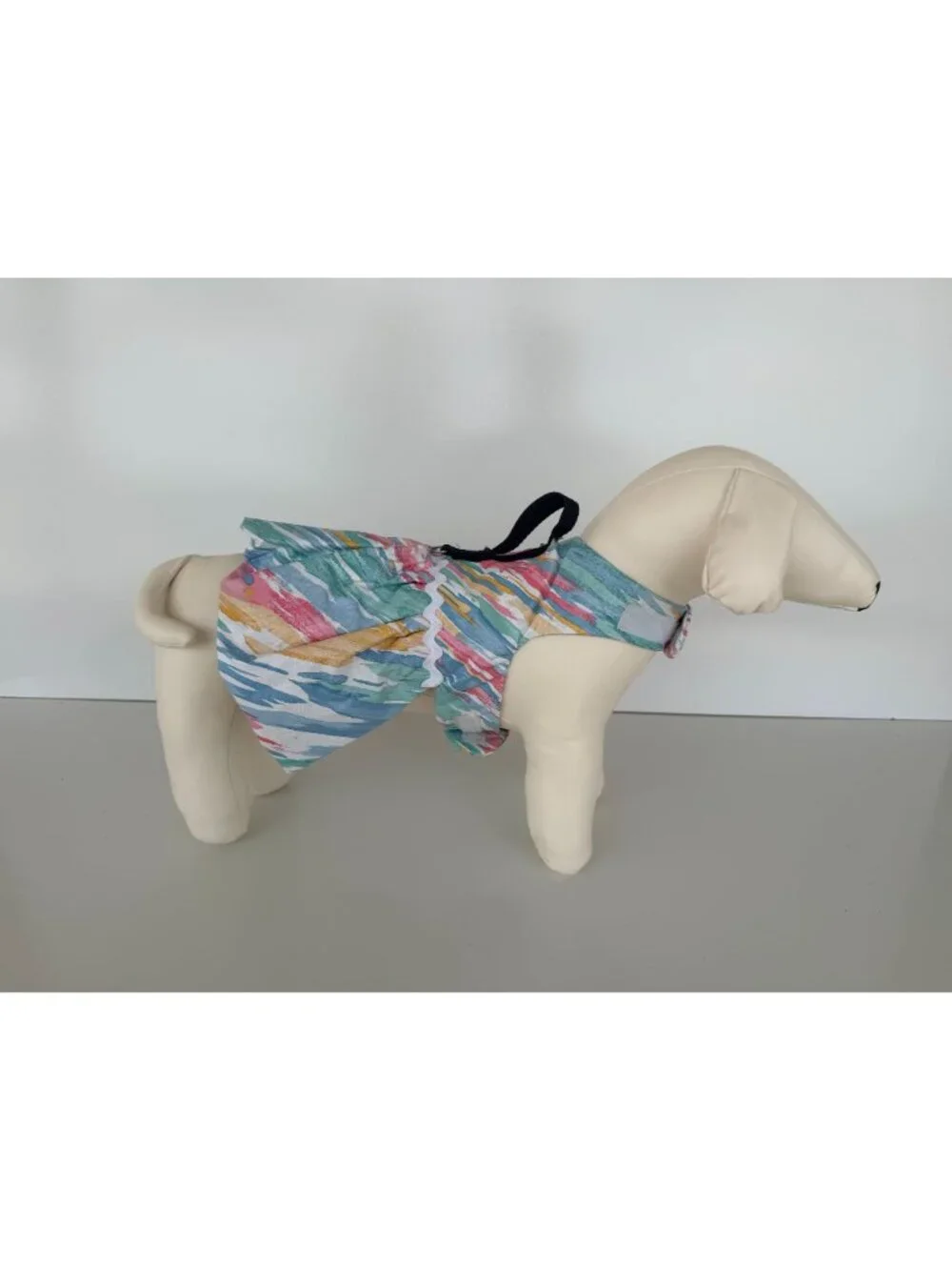 Handmade Small Dog Adjustable Dress Outfit w Harness Pastel Striped Waterproof
